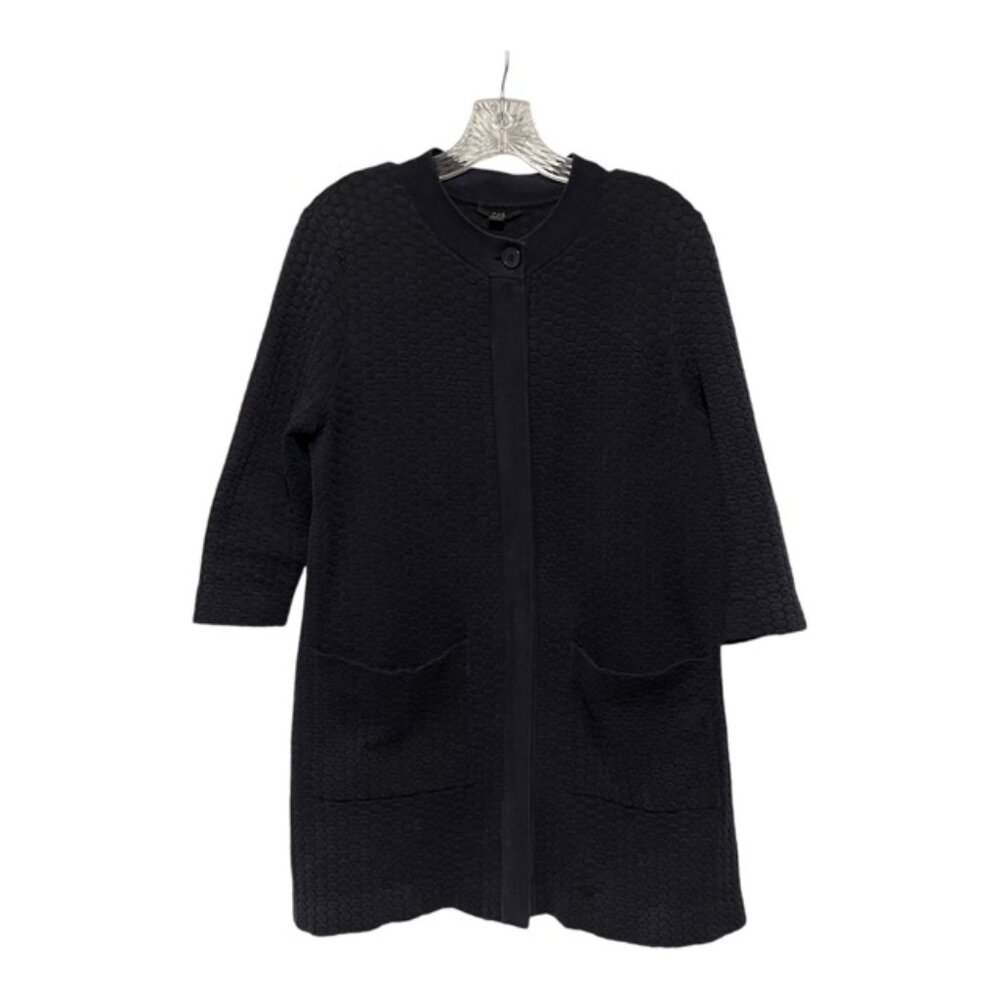 COS Small Textured Jacquard Front Zip Light Black Navy Tunic Jacket - Picture 4 of 9